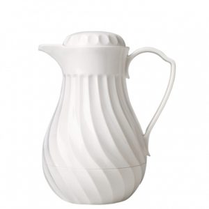 White plastic insulated thermos jug