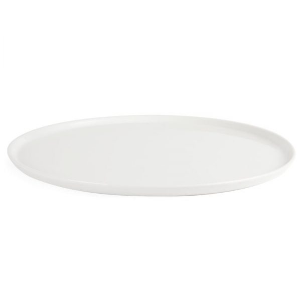 White china flat pizza plate