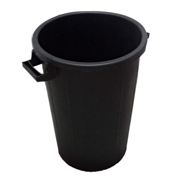 Black plastic dustbin