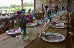 Rustic barn wedding with Classic White crockery and Reserva glassware